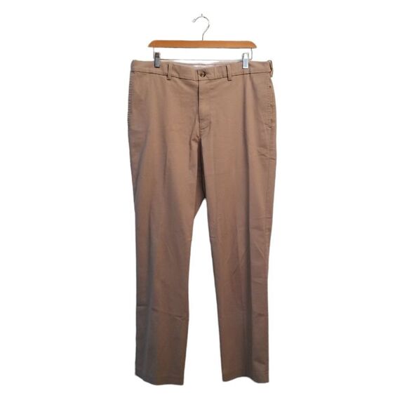 Savane® Mid Khaki Ultimate Performance Flat Front Chino Pants 34 x 32  8 0279 - Picture 7 of 8